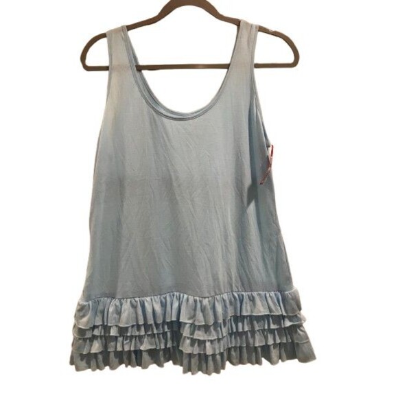 Women's Large Tank top Xhilaration Aqua Scoop neck Ruffles - Picture 1 of 2